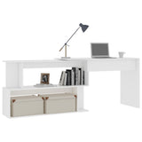 Hjørneskrivebord hvit 200x50x76 cm sponplate