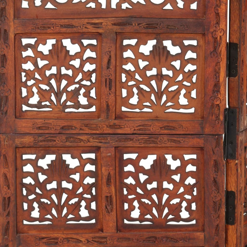 Romdeler håndskåret 4 paneler brun 160x165 cm heltre mango