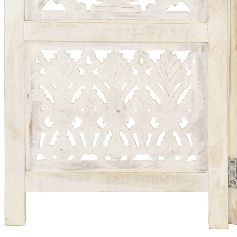 Romdeler håndskåret 3 paneler hvit 120x165 cm heltre mango