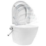 Veggmontert toalett med bidéfunksjon kantløst keramikk hvit