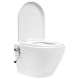 Veggmontert toalett med bidéfunksjon kantløst keramikk hvit