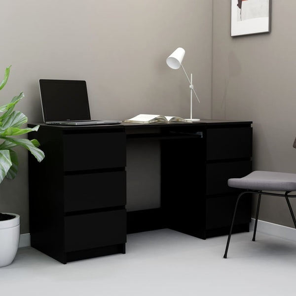 Skrivebord svart 140x50x77 cm sponplate