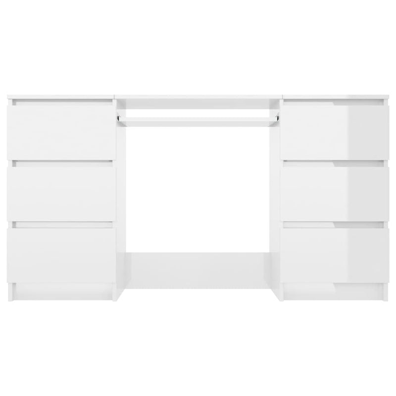 Skrivebord høyglans hvit 140x50x77 cm sponplate