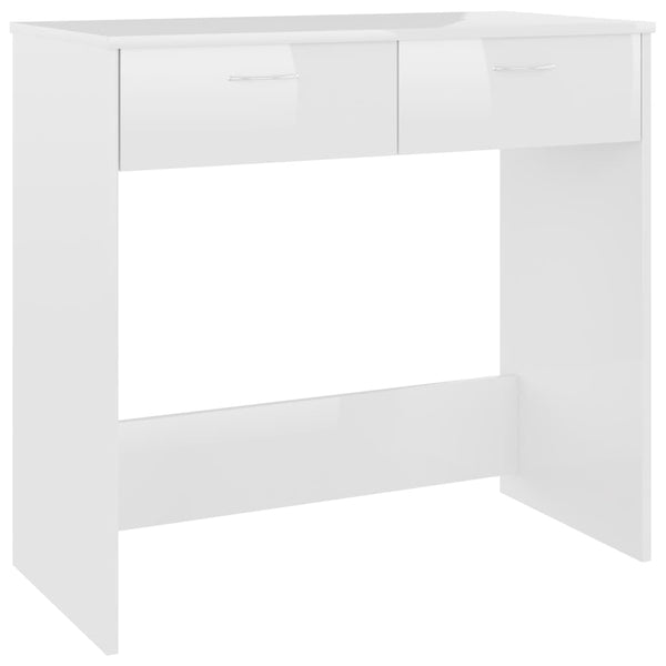 Skrivebord høyglans hvit 80x40x75 cm sponplate