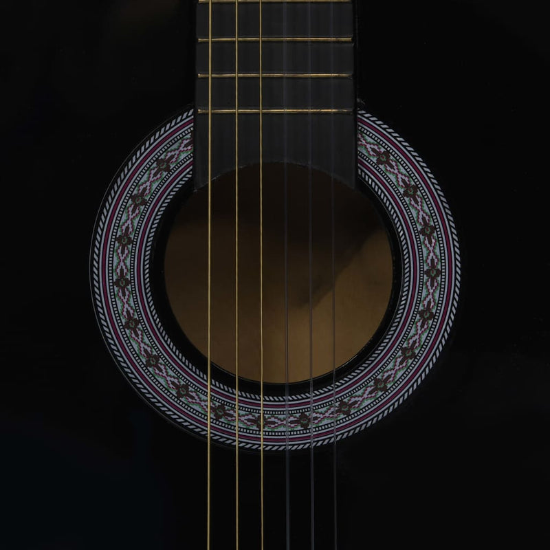 Klassisk gitar sett for nybegynnere 8 deler 3/4 36" svart