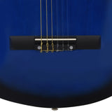 Klassisk gitar 8-delers sett for nybegynnere 1/2 34" blå