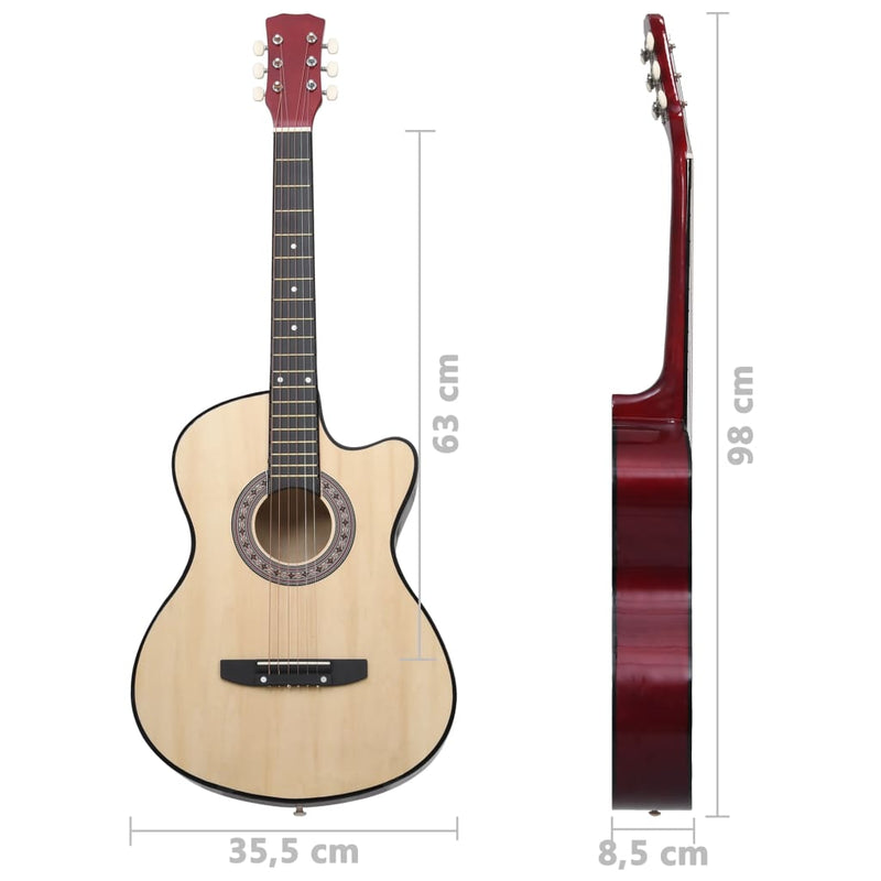 Western akustisk cutaway gitar med 6 strenger 38" lind