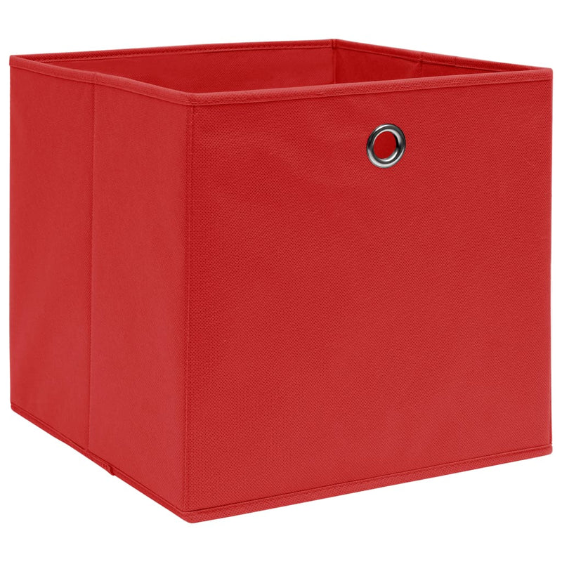 Oppbevaringsbokser 10 stk rød 32x32x32 cm stoff