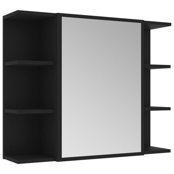 Speilskap til baderom svart 80x20,5x64 cm sponplate