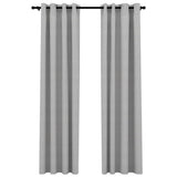 Lystette gardiner med maljer og lin-design 2 stk grå 140x245 cm