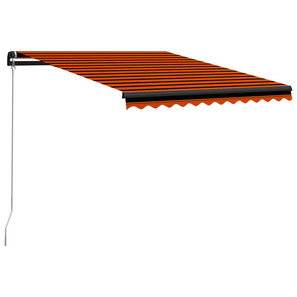 Manuell uttrekkbar markise med LED 350x250 cm oransje og brun