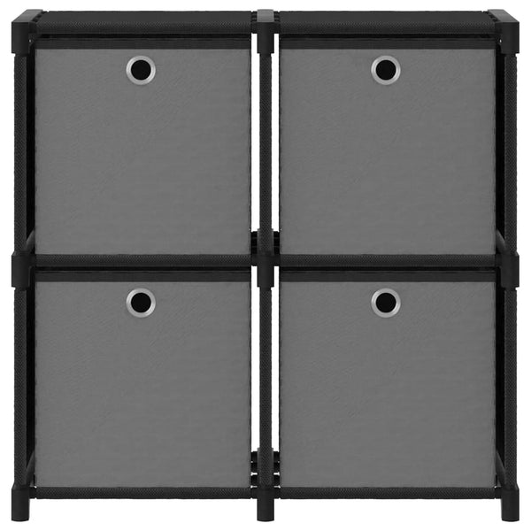 Displayhylle med 4 kuber og bokser svart 69x30x72,5 cm stoff