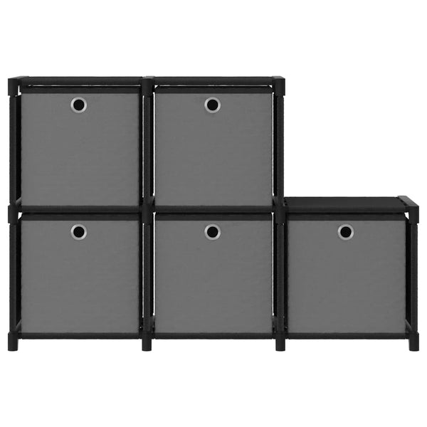 Displayhylle med 5 kuber og bokser svart 103x30x72,5 cm stoff