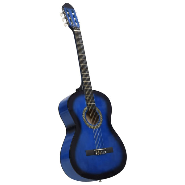 Klassisk gitar for nybegynnere med veske blå 4/4 39"