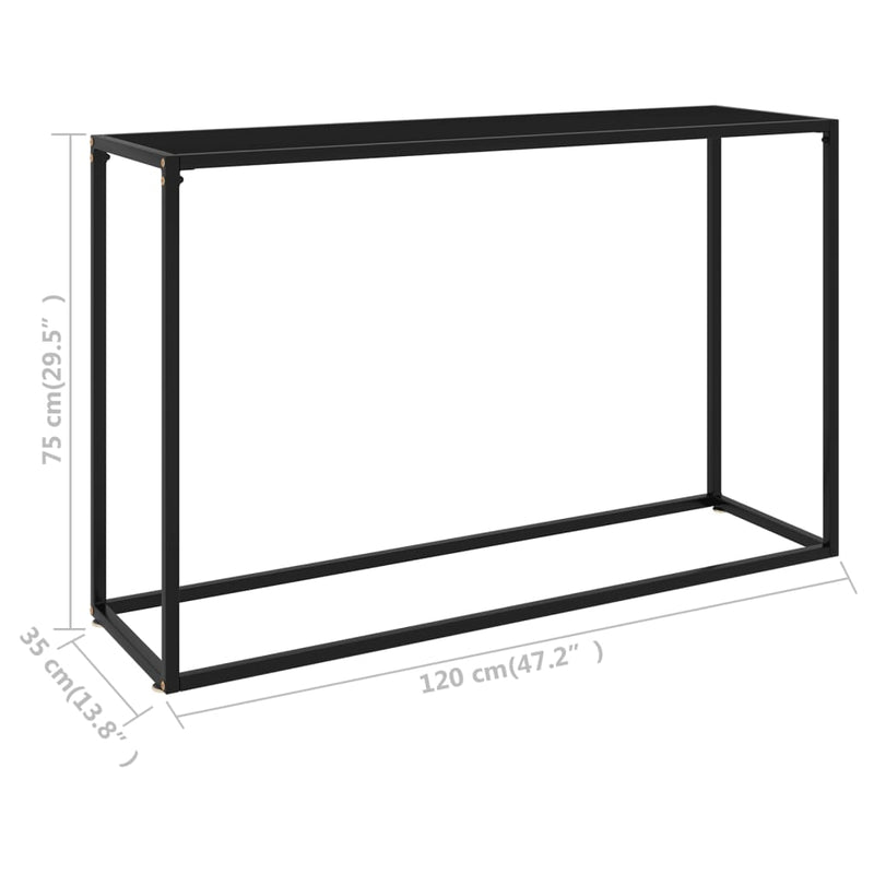 Konsollbord svart 120x35x75 cm herdet glass