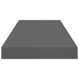 Flytende vegghylle høyglans grå 60x23,5x3,8 cm MDF