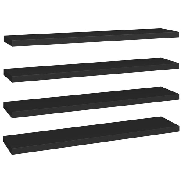 Flytende vegghyller 4 stk svart 120x23,5x3,8 cm MDF