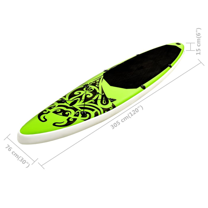 Oppblåsbart padlebrettsett 305x76x15 cm grønn