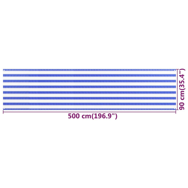 Balkongskjerm blå og hvit 90x500 cm HDPE