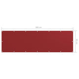 Balkongskjerm rød 90x300 cm oxfordstoff