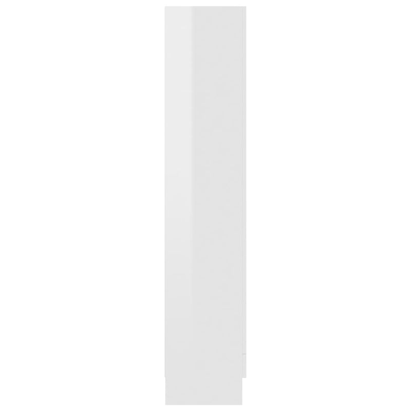 Vitrineskap høyglans hvit 82,5x30,5x150 cm sponplate