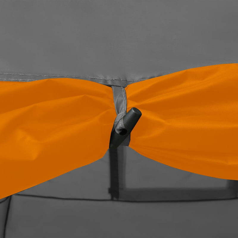 Campingtelt igloformet 650x240x190 cm 8 personer grå og oransje