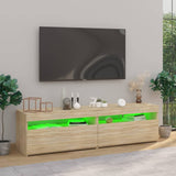 TV-benker 2 stk med LED-lys sonoma eik 75x35x40 cm
