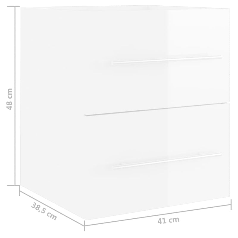 Servantskap høyglans hvit 41x38,5x48 cm sponplate