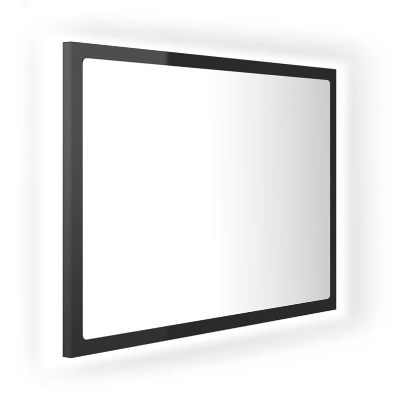 LED Baderomsspeil 60x8,5x37 cm sponplate høyglans svart