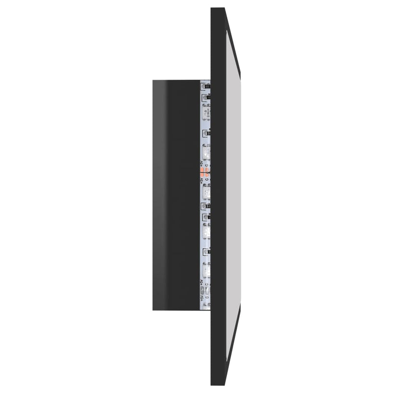 LED Baderomsspeil 60x8,5x37 cm sponplate høyglans svart