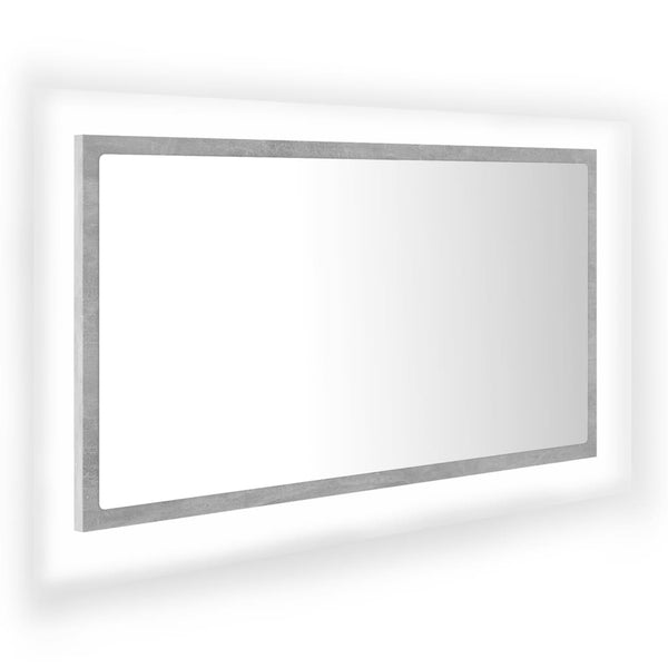 Baderomsspeil LED 80x8,5x37 cm sponplate betonggrå