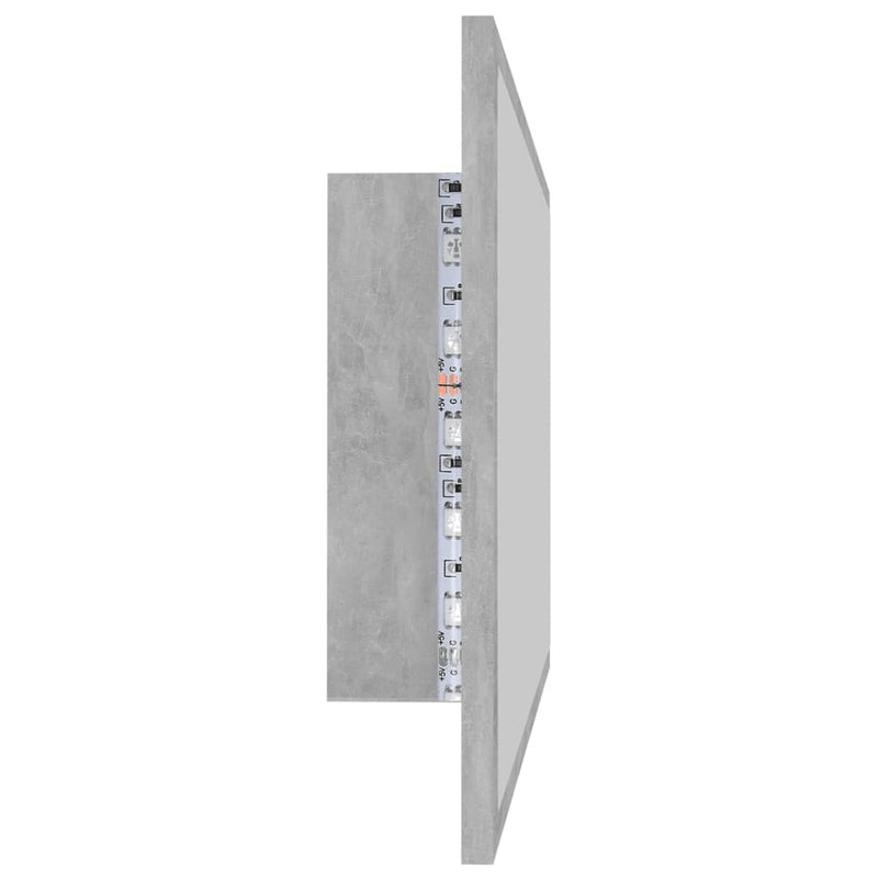 Baderomsspeil LED 80x8,5x37 cm sponplate betonggrå