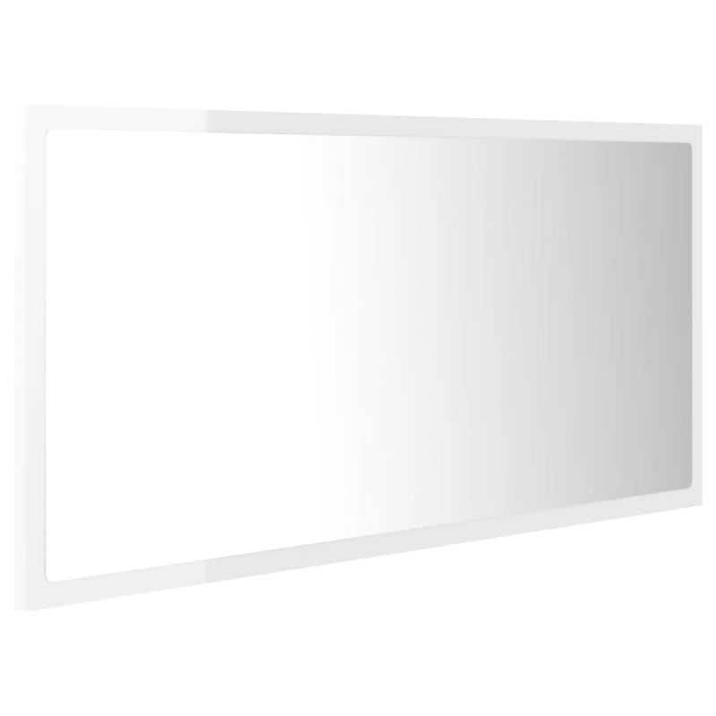LED Baderomsspeil 90x8,5x37 cm sponplate høyglans hvit