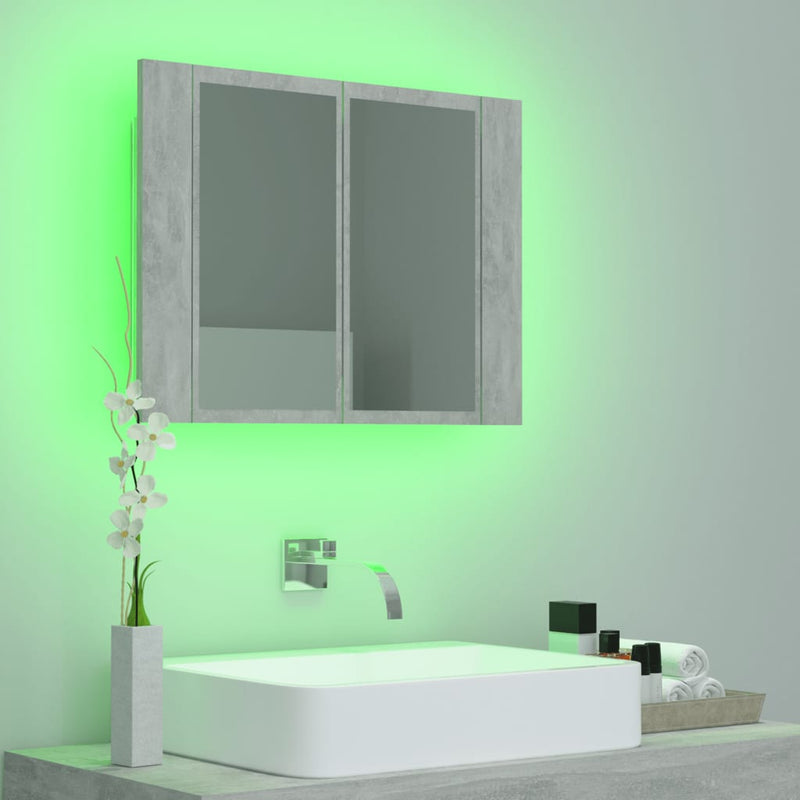 LED-speilskap til baderom betonggrå 60x12x45 cm