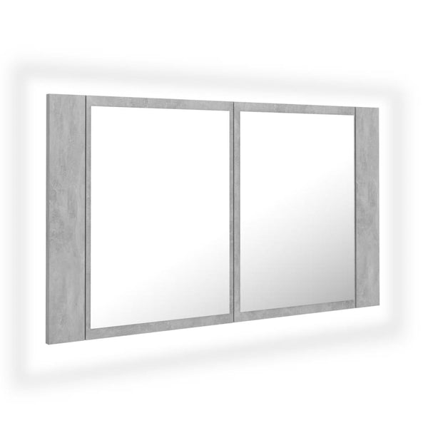 LED-speilskap til baderom betonggrå 80x12x45 cm