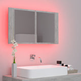 LED-speilskap til baderom betonggrå 80x12x45 cm