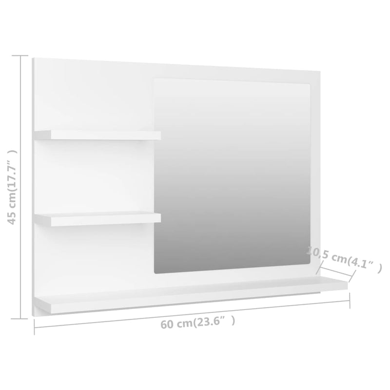 Baderomsspeil hvit 60x10,5x45 cm sponplate
