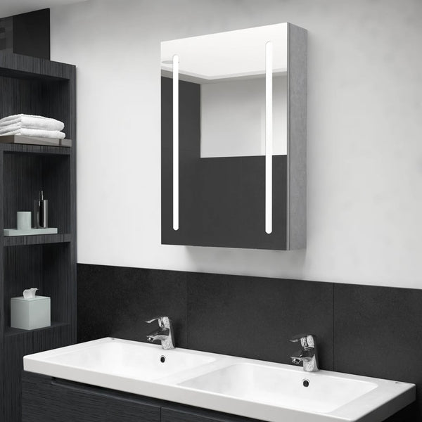 LED-speilskap til bad betonggrå 50x13x70 cm