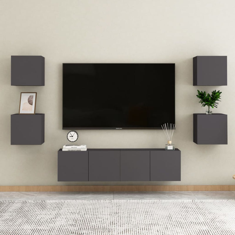 Vegghengte TV-benker 2 stk grå 30,5x30x30 cm