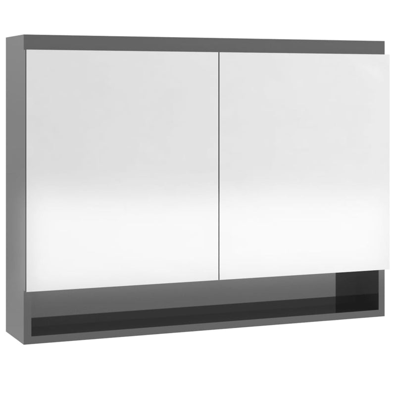 Speilskap til bad 80x15x60 cm MDF skinnende grå