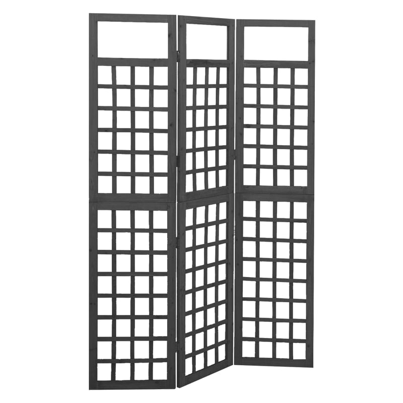 Romdeler/espalier 3 paneler heltre gran svart 121x180 cm