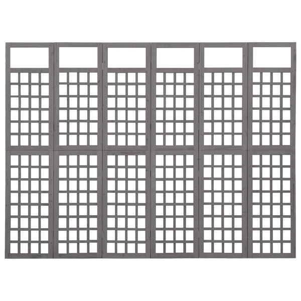 Romdeler/espalier 6 paneler heltre gran grå 242,5x180 cm