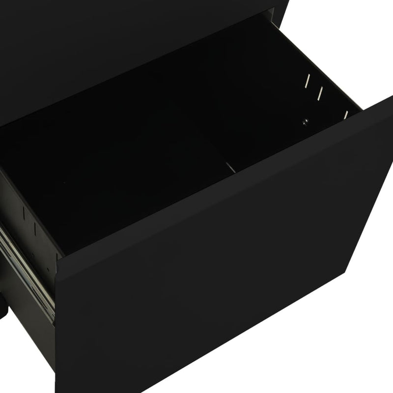 Mobilt arkivskap svart 39x45x67 cm stål