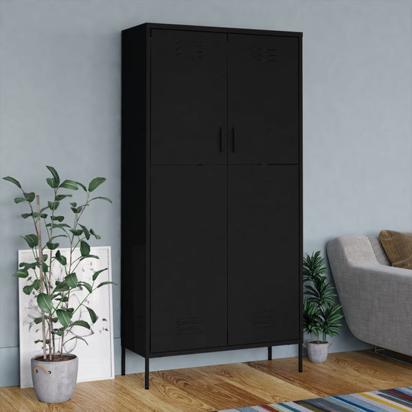 Garderobe svart 90x50x180 cm stål