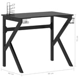 Gamingbord med K-formede ben svart 90x60x75 cm