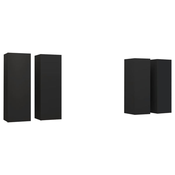 TV-benker 4 stk svart 30,5x30x90 cm sponplate