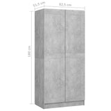 Garderobe betonggrå 82,5x51,5x180 cm sponplate