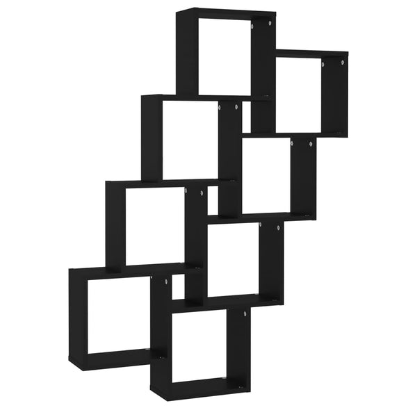 Kubeformet vegghylle svart 90x15x119 cm sponplate