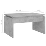Salongbord betonggrå 68x50x38 cm sponplate
