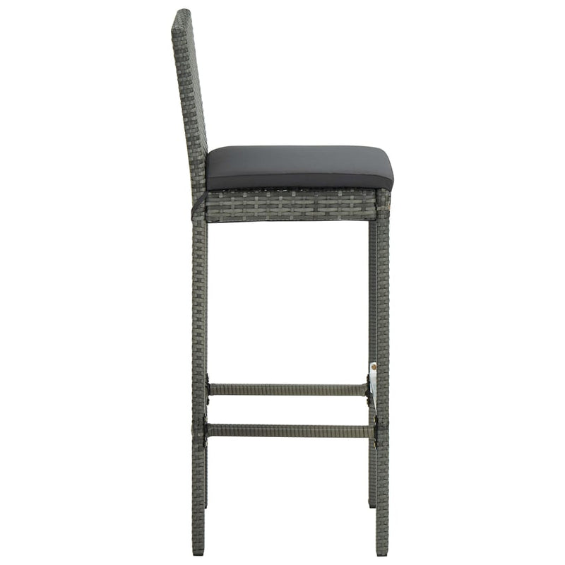 Utendørs barstoler med puter 2 stk grå polyrotting